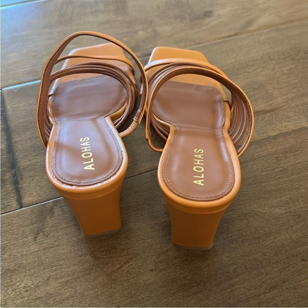 NEW ALOHAS x Anthropologie Strappy Heels Tan EU 40 US 10 - Picture 7 of 10